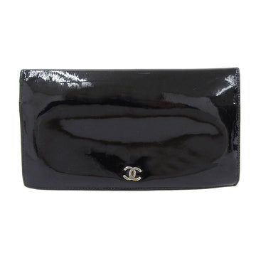 Chanel Black  Leather Bifold Long Wallet