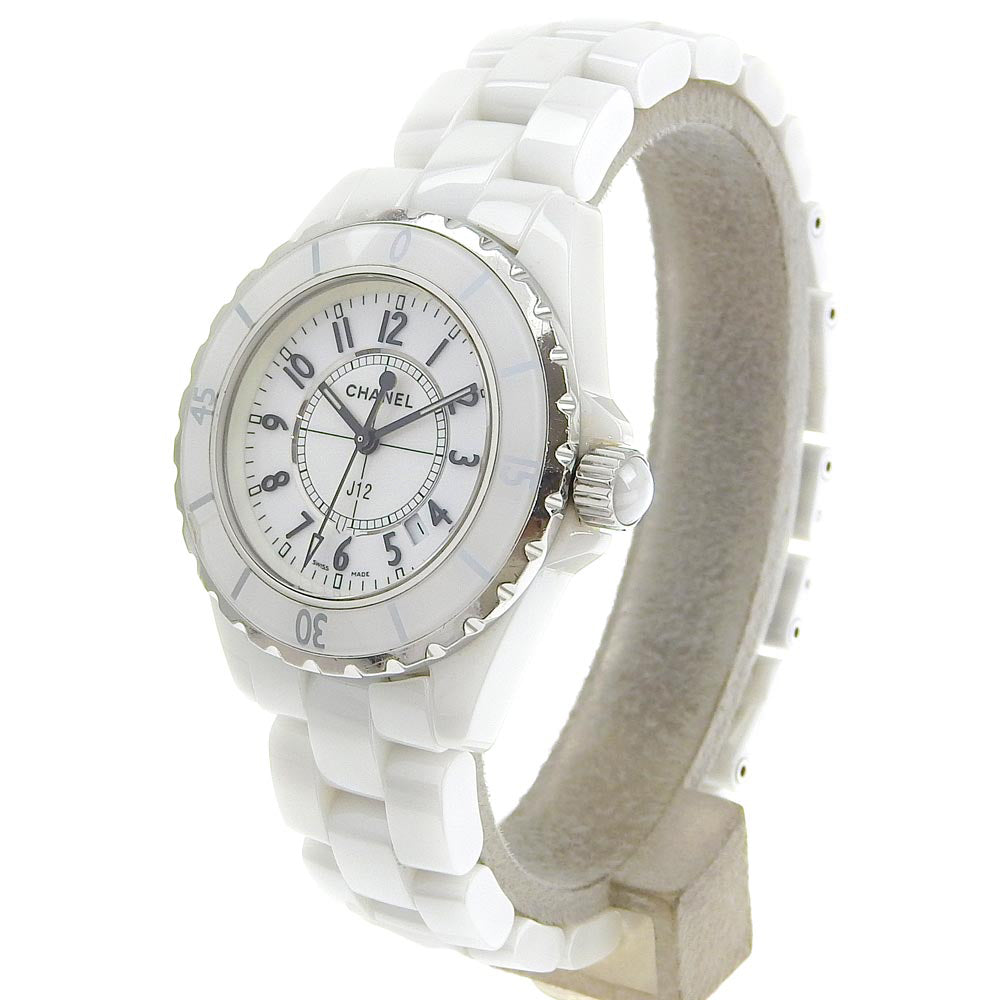 Top Quality Chanel J12 Date White Ceramic Quartz Watch H0968