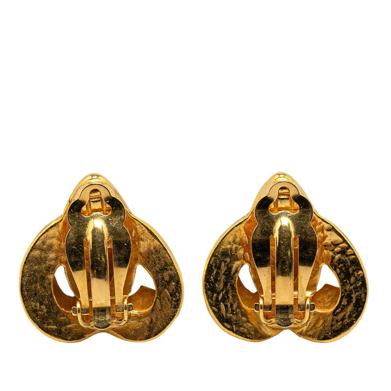 Chanel  Coco Mark Heart Motif Clip-On Earrings Gold