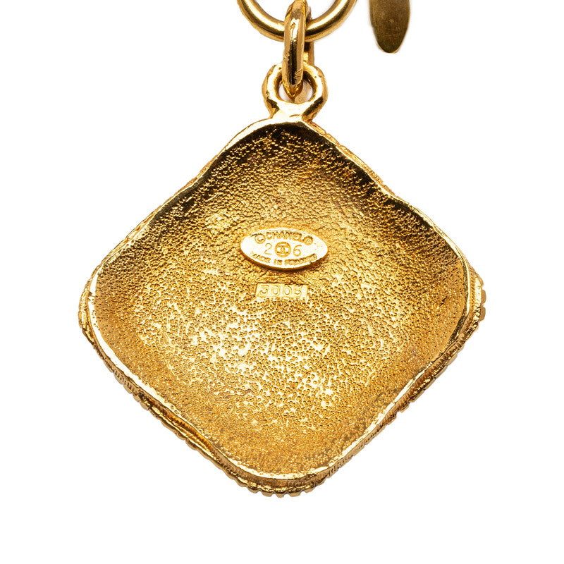 Chanel  Color Stone Rhombus Necklace Gold Plated