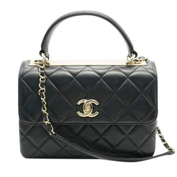 Chanel Black Quilted Lambskin Small Trendy CC Dual Handle New Bag