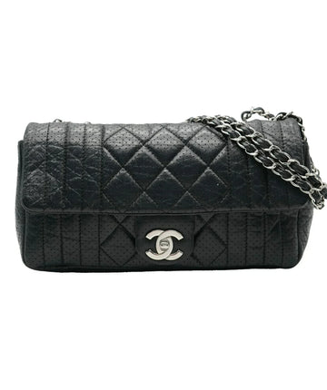 Top Quality Chanel Black Perforated Calfskin Medium 50's New Bag