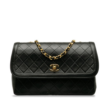 Top Quality Chanel  Matlasse Chain Shoulder Bag Black Lambskin
