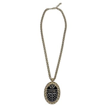 Chanel Black Rhinestone Egyptian Scarab Necklace