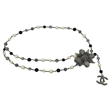 Chanel Beaded Marble Flower Belt Necklace