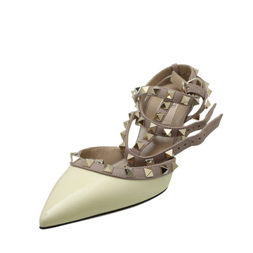 Valentino Light Yellow Rockstud Caged Ankle Strap Heels 35.5