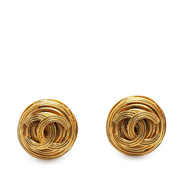 Top Quality Chanel  Coco Mark Round Earrings Gold