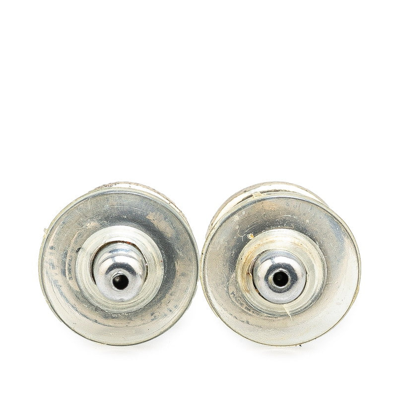 Chanel Coco no mark Round Earrings Silver Metal