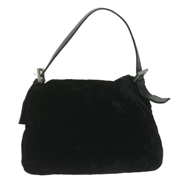FENDI Mamma Baguette Shoulder Bag Velor Black Auth yk10069