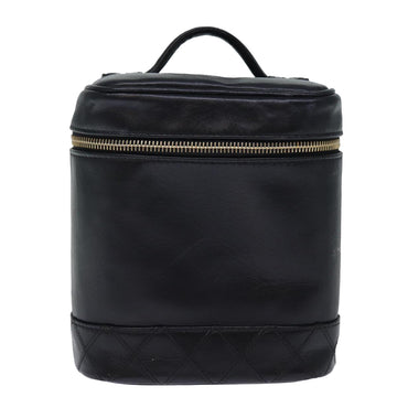 Chanel Bicolole Vanity Cosmetic Pouch Leather Black CC Auth yk