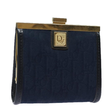 CHRISTIAN Pearl Street Bags Dior Trotter Canvas Gamaguchi Coin Purse Navy Auth yk13524