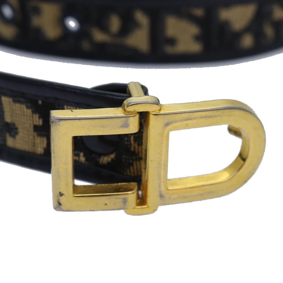 CHRISTIAN Pearl Street Bags Dior Trotter Canvas Belt 31.1" Navy Auth yk13676