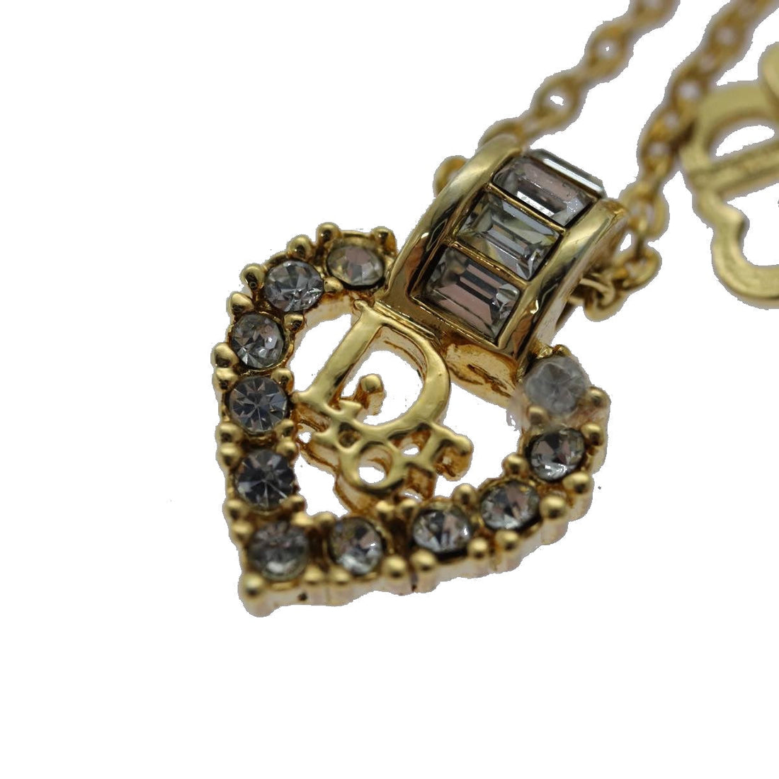 CHRISTIAN Pearl Street Bags Dior Necklace metal Gold Auth yk13694