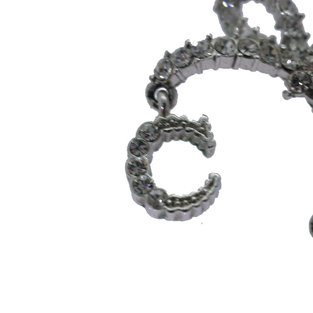 CHRISTIAN Pearl Street Bags Dior Ribbon Stone Necklace metal Silver Auth yk13713