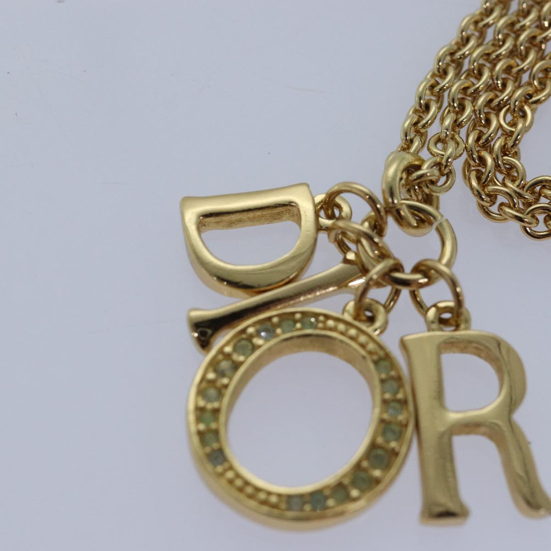 CHRISTIAN Pearl Street Bags Dior Necklace metal Gold Auth yk13755