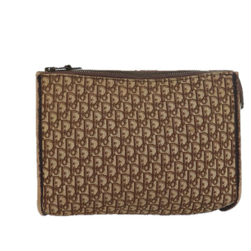 CHRISTIAN Pearl Street Bags Dior Trotter Canvas Clutch Bag Brown Auth yk13988