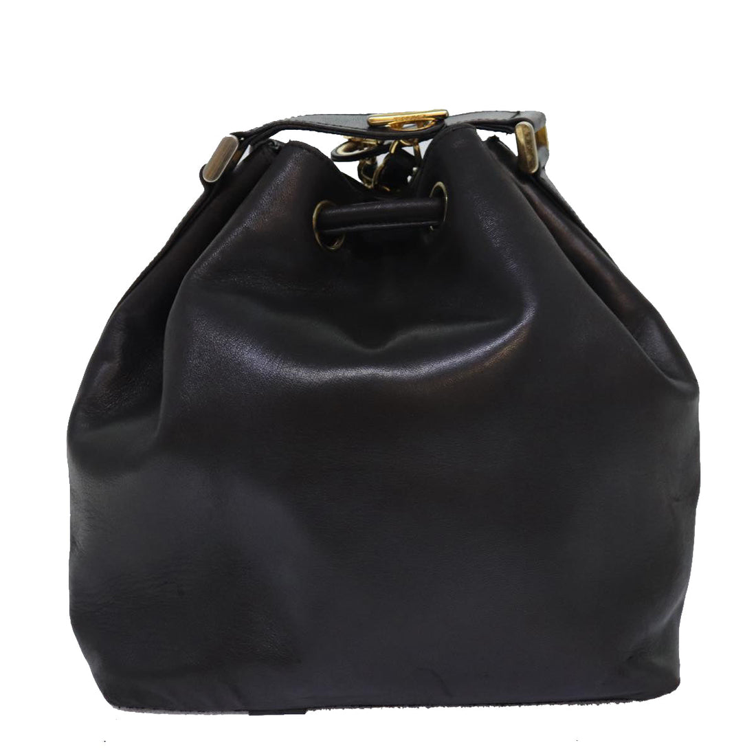 Top Quality Chanel COCO Mark Drawstring Chain Shoulder Bag Leather Brown CC Auth yk14076