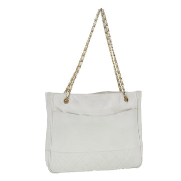 Top Quality Chanel Chain Shoulder Bag Lamb Skin White CC Auth yk6254