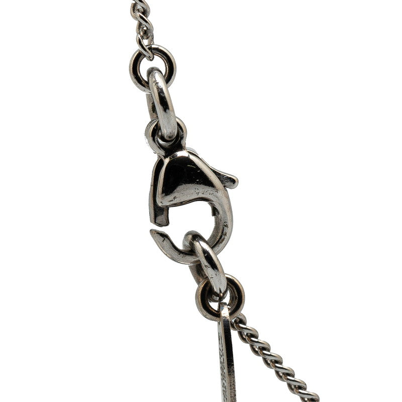 Chanel Coco no mark Rhinestone Necklace Silver Metal