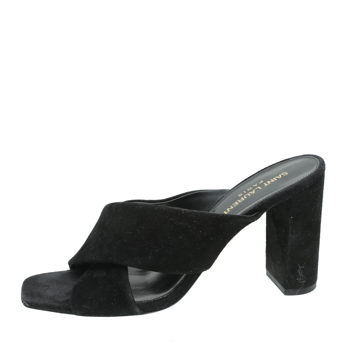 YSL Black Suede Loulou Mules 37.5